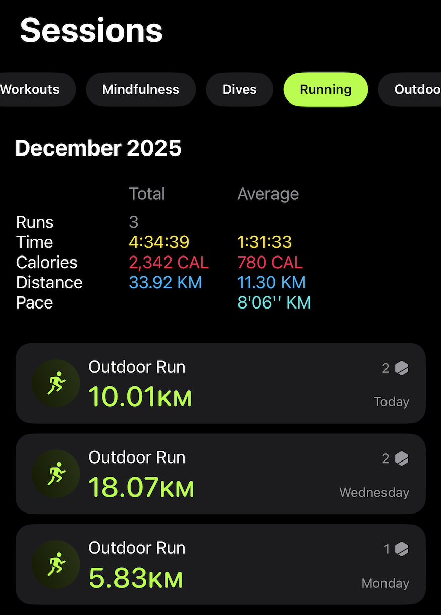 最近的几次跑步